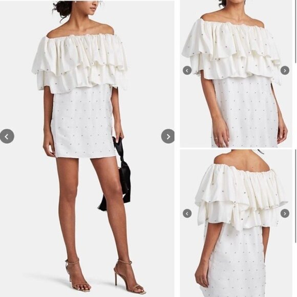 Azeeza Dress NWT Aurora Off Shoulder Mini Dress White XS new - Picture 3 of 14